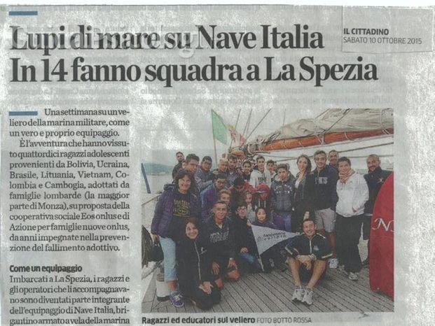 L'articolo di giornale sull'esperienza con Nave Italia