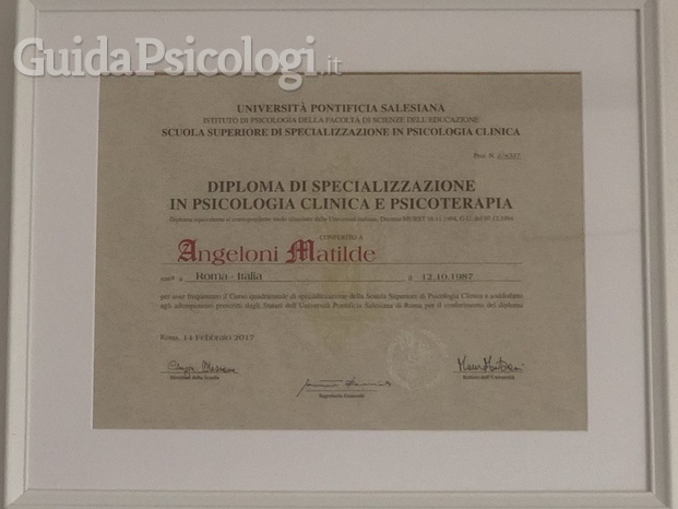 Diploma di Specializzazione in Psicologia Clinica e Psicoterapia