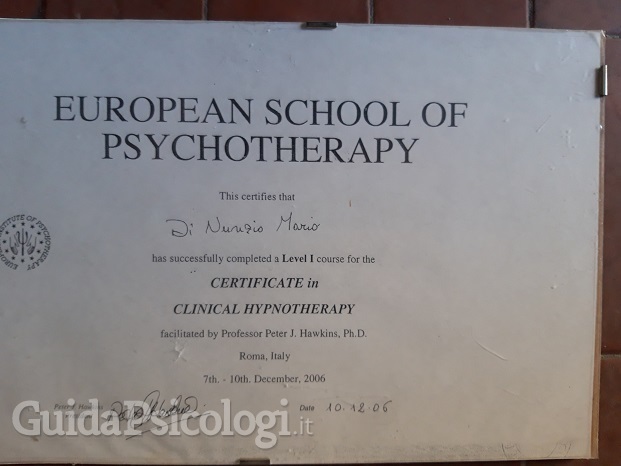 Certificato in terapia ipnosi clinica