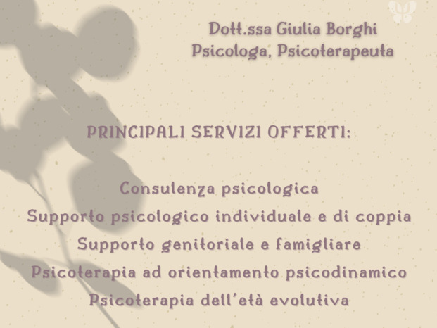 Dott.ssa Giulia Borghi Psicologa, Psicoterapeuta 