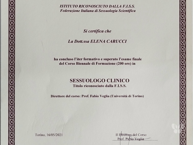 certificato formazione in sessuologia clinica