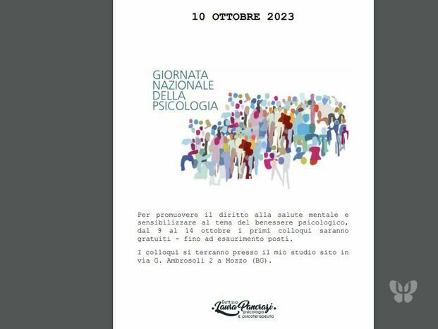 Giornata nazionale della psicologia 9-14 ottobre primo colloquio gratuito