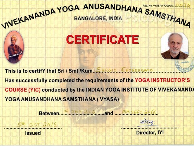 Certificato di Istruttore di Yoga