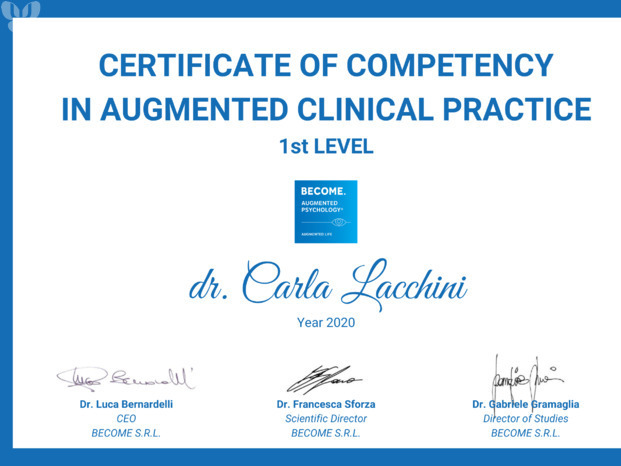 CORSO DI Augmented Psychology Certificate - Clinical Practice 1st Level - Carla Lacchini