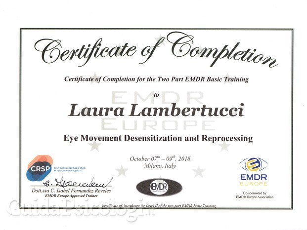 Certificato EMDR Livello II